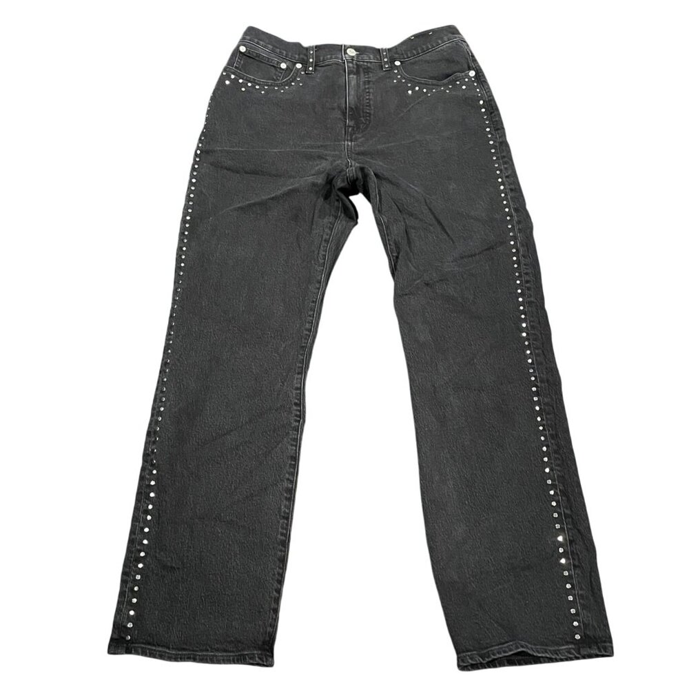 Madewell Sz 30 Curvy '90s Straight Jean High Rise Black Studded NM273